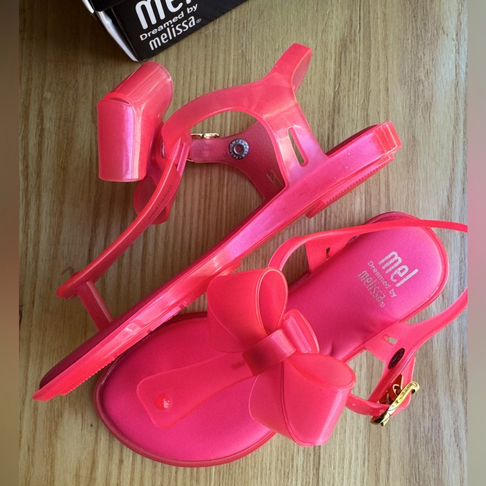 NWT Mel by Melissa pink sling back bow sandals, size 11
